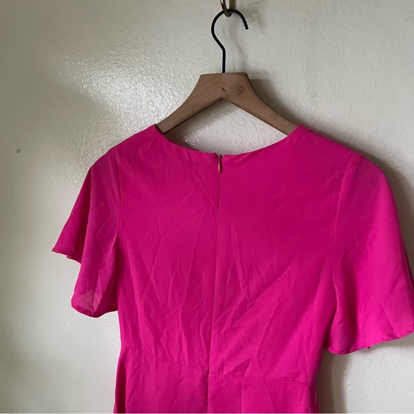 Lulus | Jewell Fuchsia Pink Tie-Front Ruffled Skater Dress - Picture 6 of 7